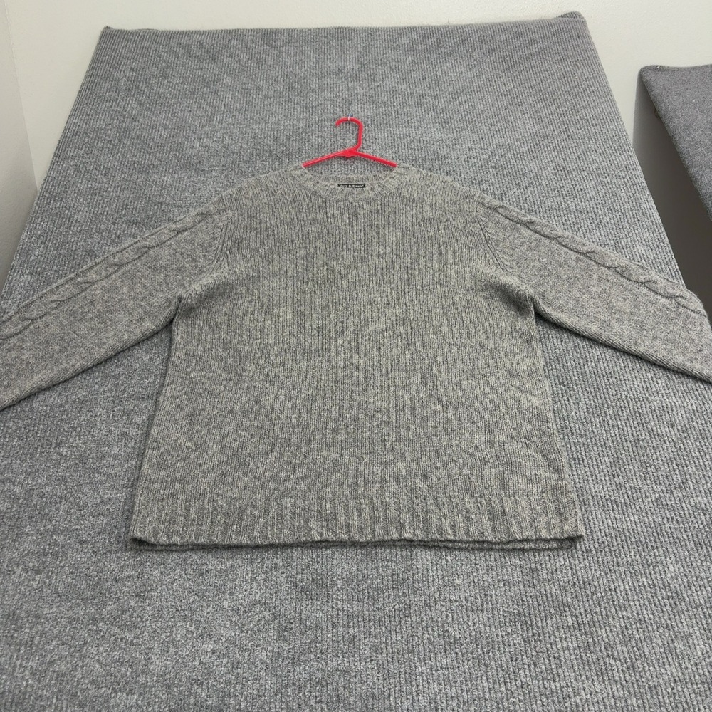 Pure & Simple Sweater Men XL Grey Wool Cable Knit Crew Neck Classic Casual